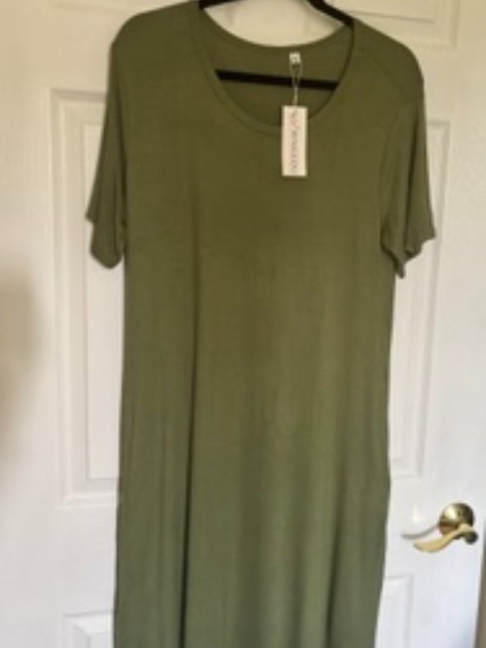 Green short sleeves T-shirt dress pockets women (Label XL) SZ M WNEEDU